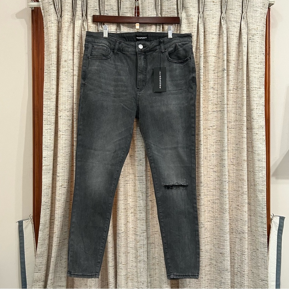 Prosperity Denim Black Wash High Rise Distressed Jeans